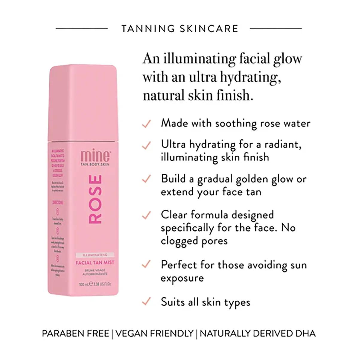 Minetan Rose Illuminating Facial Tan Mist 100ml
