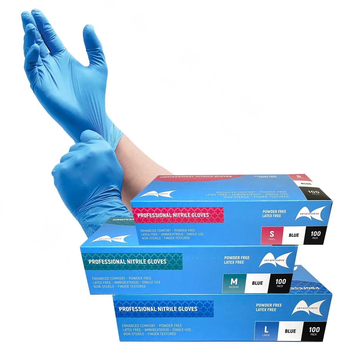 Artist Choice Nitrile Powder Free Gloves Blue 100pk