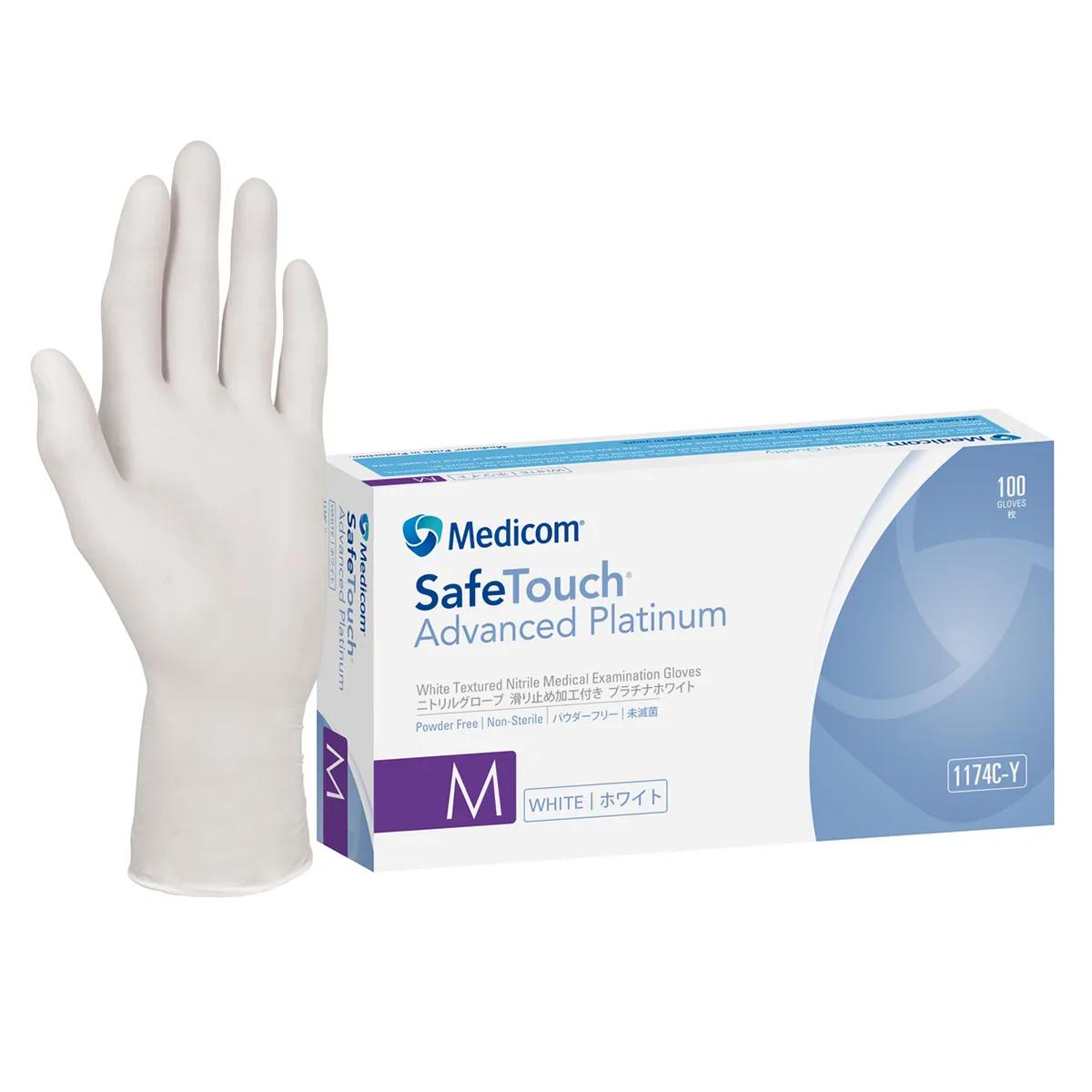 Medicom SafeTouch Advanced Platinum Nitrile Gloves White 100pk