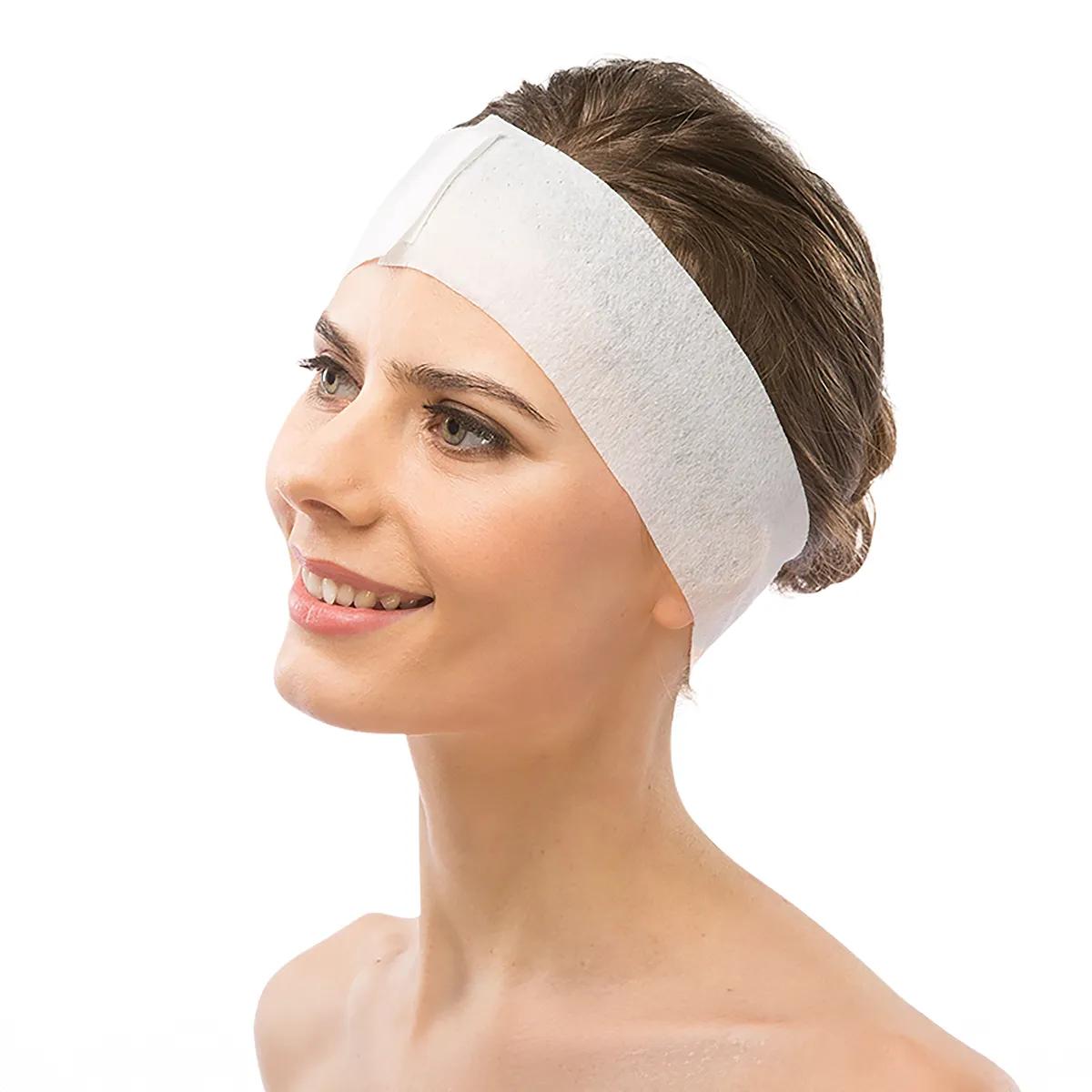 Disposable Elasticised Headband with Velcro white 50pk