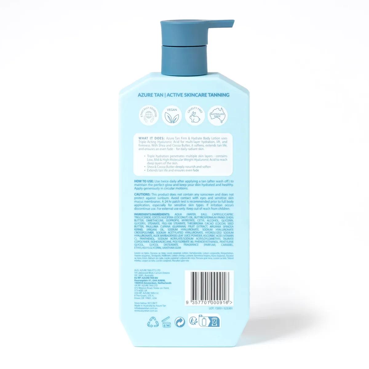Azure Tan-Free Firm & Hydrate Body Lotion 500ml